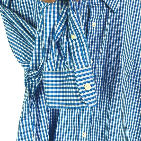 J.Crew Factory Thompson Dress Shirt Long Sleeve Wrinkle-Free Blue & White, XL - Picture 6 of 8